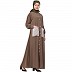 Front open abaya with white patch pocket- Khaki
